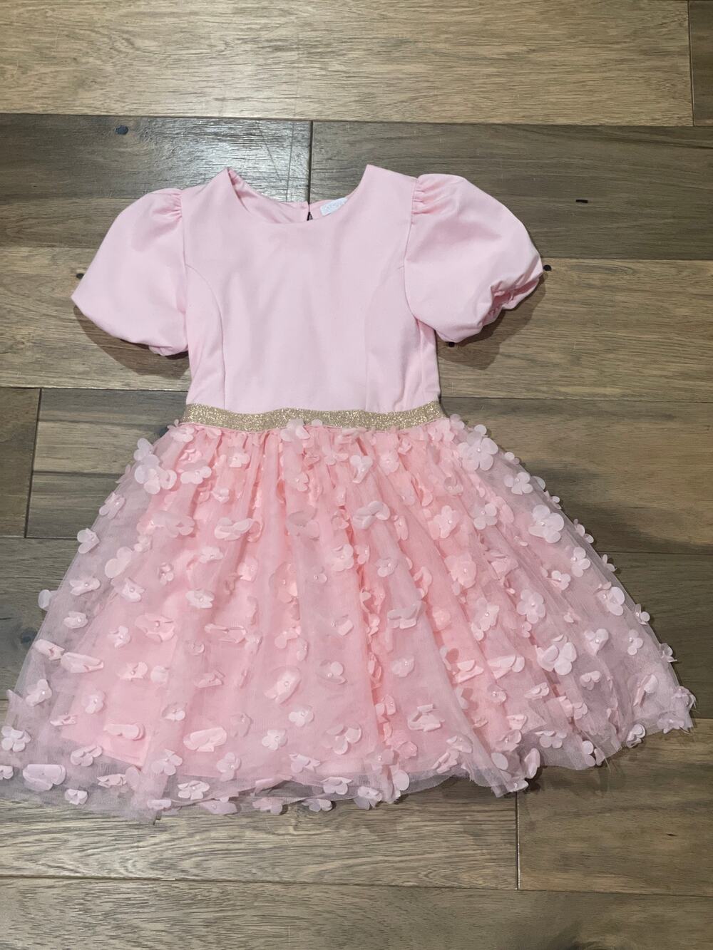 Btween Girls Pink Tulle Tutu Dress 3D Floral Applique